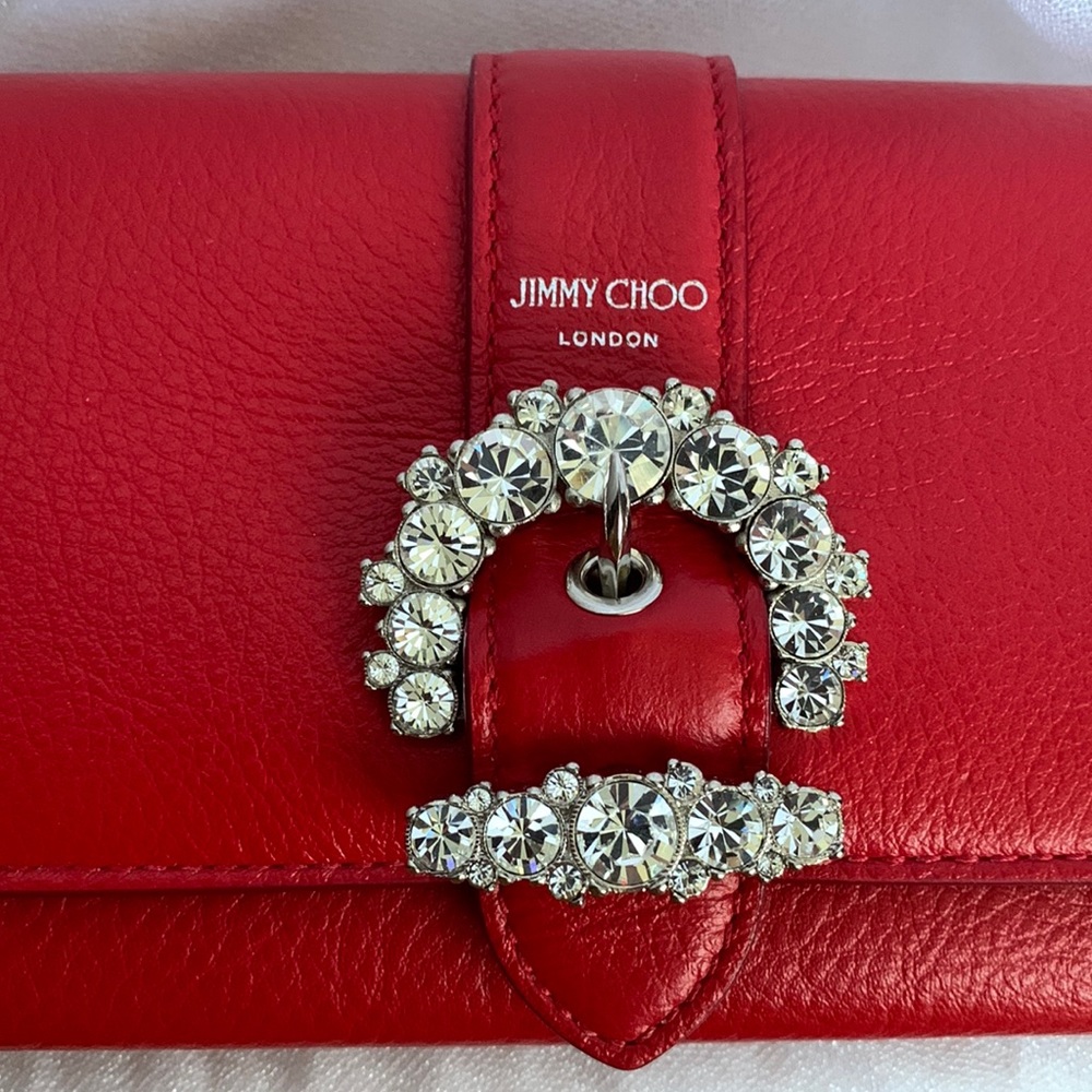 Brand New Jimmy Choo Cheri Crossbody Clutch Royal Red - Picture 2 of 9